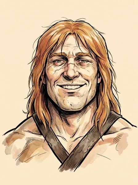 Gannicus, drawn in ink on cream paper