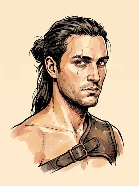 Spartacus, drawn in ink on cream paper